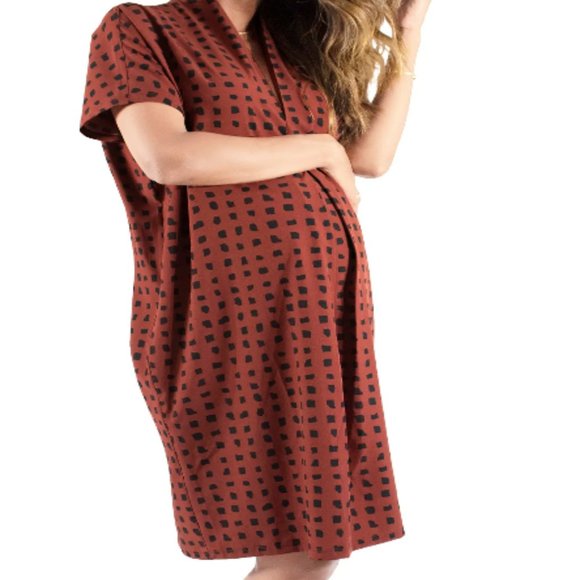 INGRID & ISABEL Everywhere Abstract Print Maternity Tunic Dress Size M 8/10 - Picture 3 of 7